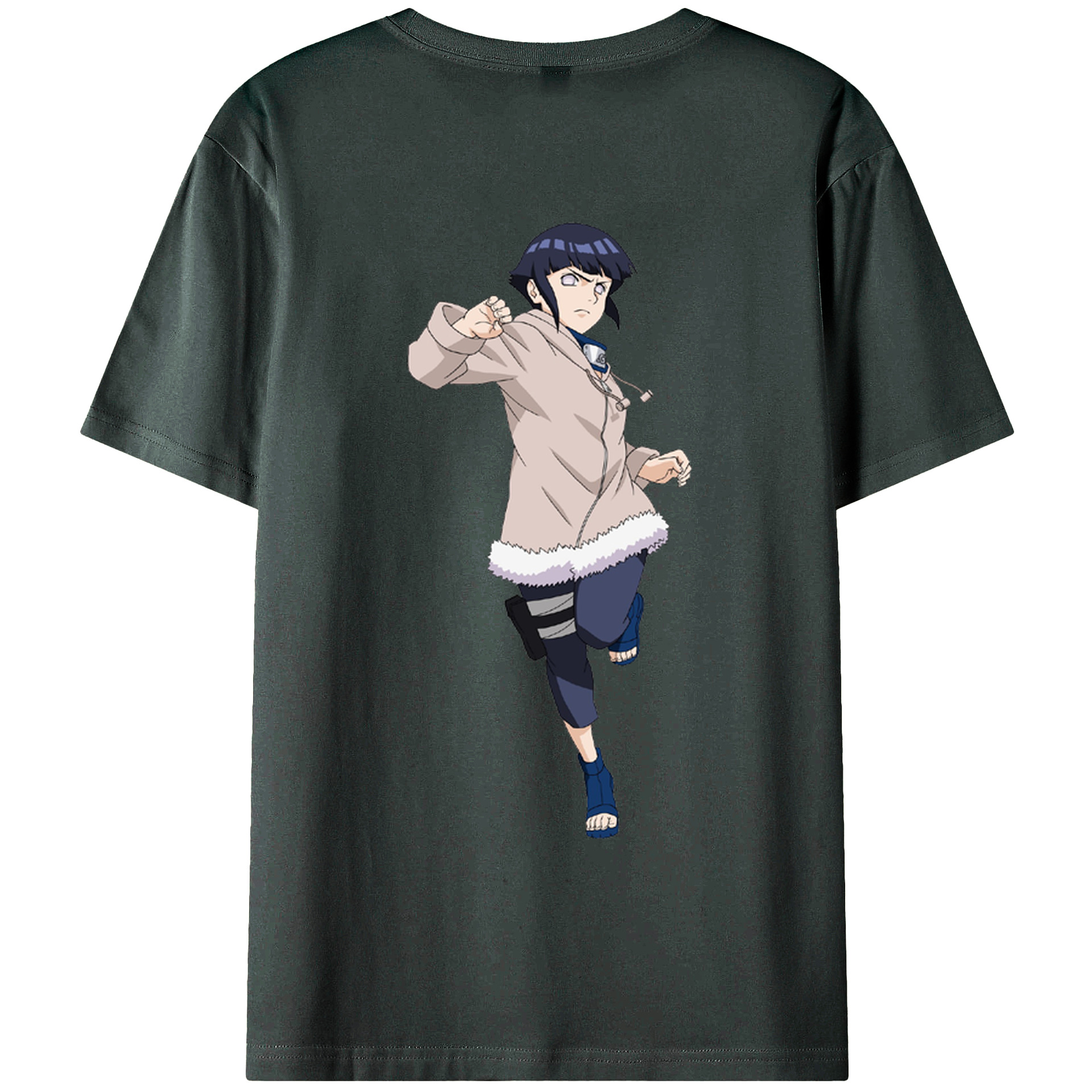 （画像用） NARUTO -ナルト- 日向ヒナタ Hyūga Hinata 綿100％ メンズ半袖Tシャツ（バックプリント） 通気性